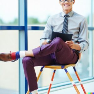 Immagine che contiene persona, seduto, sedia Descrizione generata automaticamente