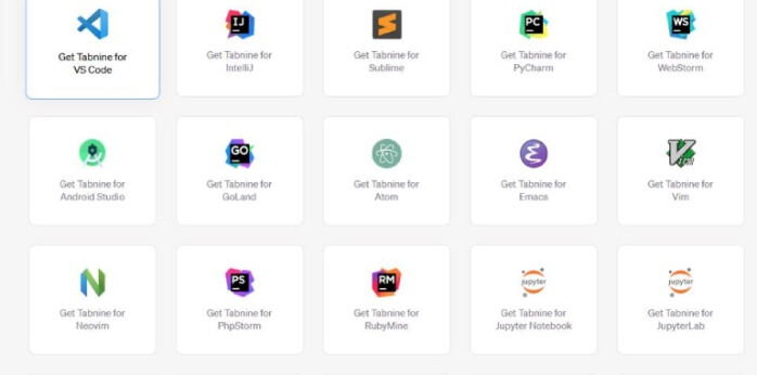 LLM applicativi, la schermata iniziale di Tabnine