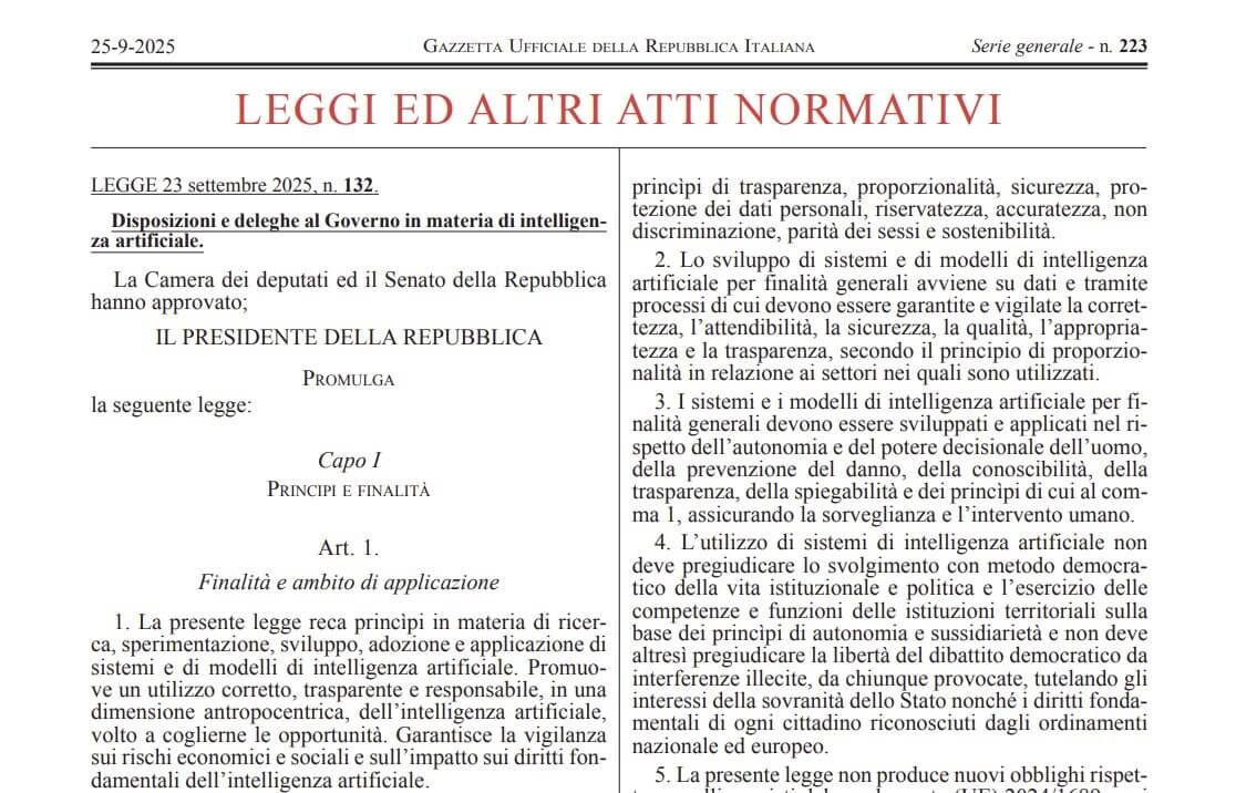 La Legge 132/2025 sull’AI in vigore dal 10 ottobre: nuove disposizioni penali e civili
