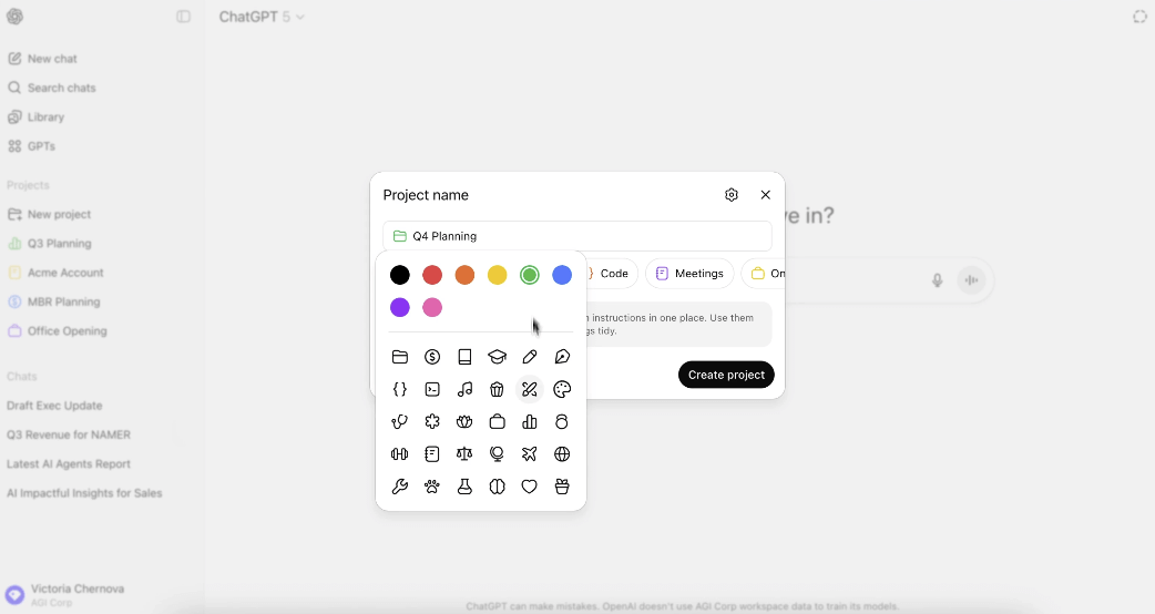 ChatGPT progetti condivisi