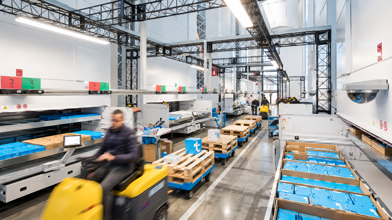Centro logistico automatizzato in movimento